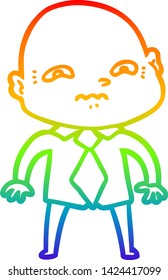 rainbow gradient line drawing of a cartoon nervous man