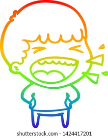 rainbow gradient line drawing of a cartoon laughing man