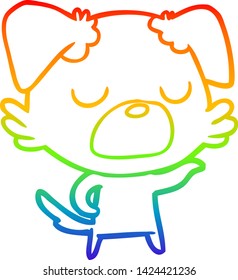rainbow gradient line drawing of a cartoon dog