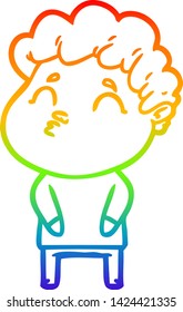 dibujo de una línea de gradiente de arcoiris de un hombre de dibujos animados