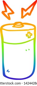rainbow gradient line drawing of a cartoon battery