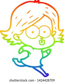 rainbow gradient line drawing of a cartoon girl pouting