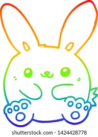 rainbow gradient line drawing of a cartoon rabbit