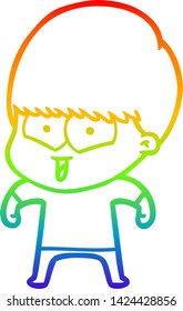 rainbow gradient line drawing of a cartoon happy boy