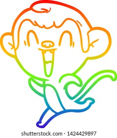Regenbogen-Farbverlauf-Zeichnung eines Cartoons lachenden Affen