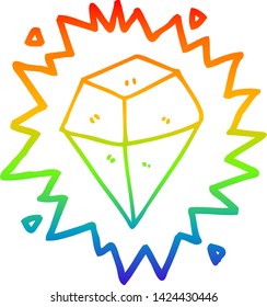 dibujo de línea de gradiente de arco iris de un cristal brillante de dibujos animados