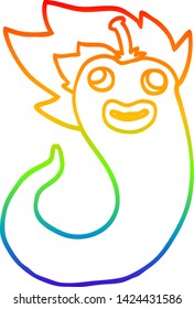 rainbow gradient line drawing of a cartoon hot chilly