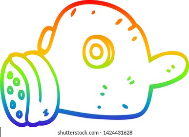 rainbow gradient line drawing of a cartoon gas mask