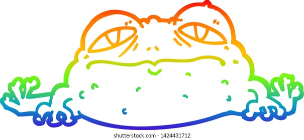 rainbow gradient line drawing of a cartoon ugly frog
