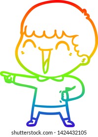 rainbow gradient line drawing of a cartoon happy man