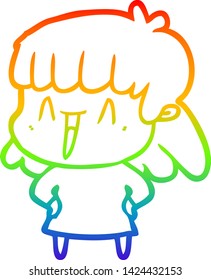 rainbow gradient line drawing of a cartoon woman