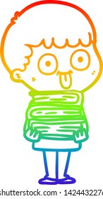 rainbow gradient line drawing of a cartoon man staring