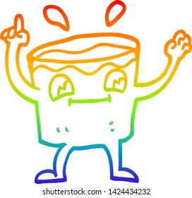dibujo de la línea de gradiente de arco iris de una toma de café de dibujos animados
