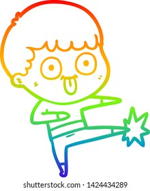 rainbow gradient line drawing of a cartoon man staring