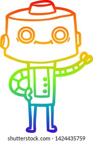 dibujo de línea de gradiente de arco iris de un robot de dibujos animados