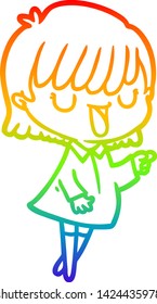 dibujo de una mujer de dibujos animados con gradiente de arco iris