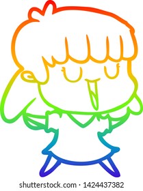 rainbow gradient line drawing of a cartoon woman