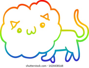 rainbow gradient line drawing of a cartoon lion