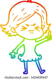 dibujo de una niña enojada con gradiente de arco iris