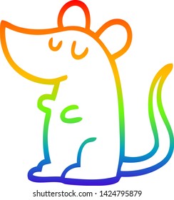 dibujo de línea de gradiente de arco iris de un ratón de dibujos animados