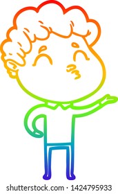 rainbow gradient line drawing of a cartoon man pouting