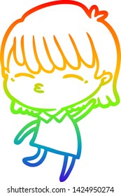 rainbow gradient line drawing of a cartoon woman