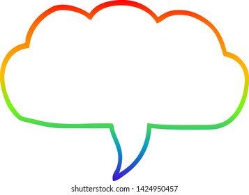 dibujo de línea de gradiente de arco iris de una burbuja de habla de nube de dibujos animados