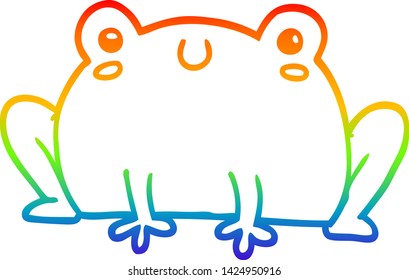 dibujo de línea de gradiente de arco iris de una rana de dibujos animados