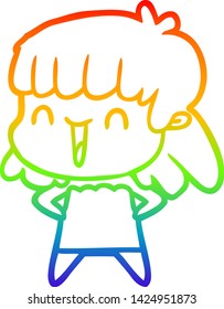 dibujo de una mujer de dibujos animados con gradiente de arco iris