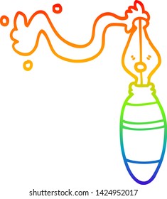 rainbow gradient line drawing of a cartoon fountain pen