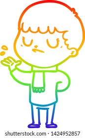 Regenbogen-Farbverlauf-Zeichnung eines Cartoon-Grumpy Jungen