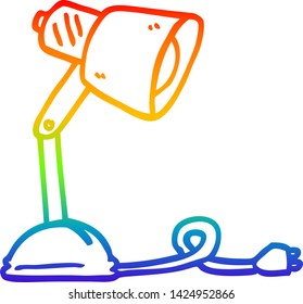 rainbow gradient line drawing of a cartoon desk lamp