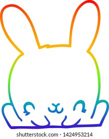 rainbow gradient line drawing of a cartoon rabbit