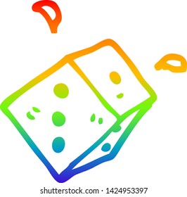 rainbow gradient line drawing of a cartoon rolling dice