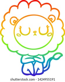 rainbow gradient line drawing of a cartoon lion