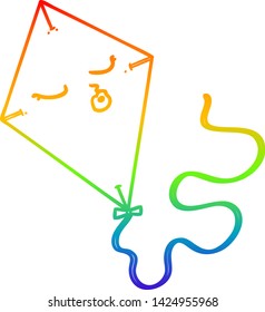rainbow gradient line drawing of a cartoon kite