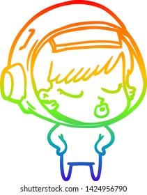 dibujo de una bella astronauta con gradiente de arco iris