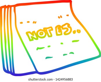 dibujo de línea de gradiente de arco iris de un panel de notas de dibujos animados