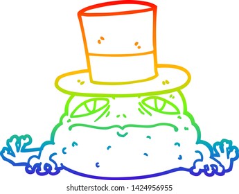 dibujo de línea de gradiente de arco iris de un sapo rico en dibujos