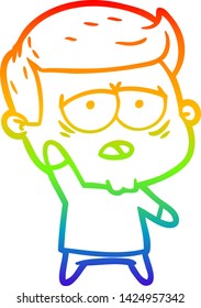Regenbogen-Farbverlauf-Zeichnung eines Cartoons müden Mann