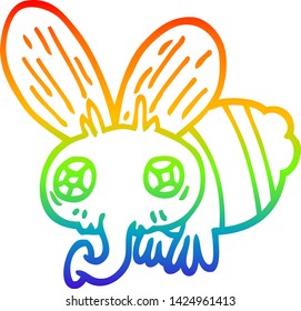 rainbow gradient line drawing of a cartoon fly
