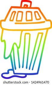 rainbow gradient line drawing of a cartoon waste bin