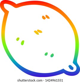 rainbow gradient line drawing of a cartoon organic lemon