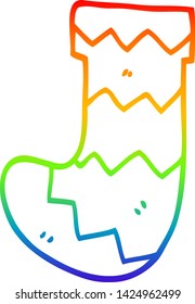 rainbow gradient line drawing of a cartoon christmas stocking
