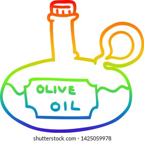 rainbow gradient line drawing of a cartoon olive oil