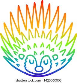 rainbow gradient line drawing of a cartoon spiky hedgehog