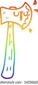 rainbow gradient line drawing of a cartoon axe