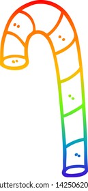 rainbow gradient line drawing of a cartoon xmas candy cane