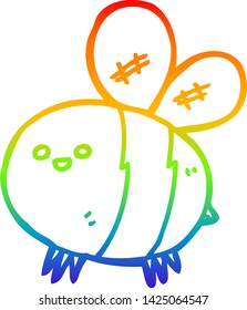 rainbow gradient line drawing of a cartoon bee