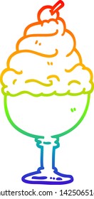 rainbow gradient line drawing of a cartoon ice cream